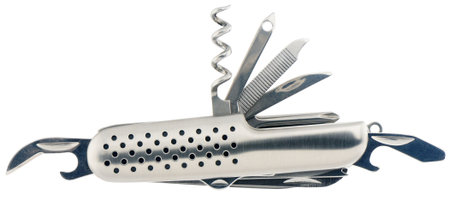 Multifunction stainless steel penknife isolated on white