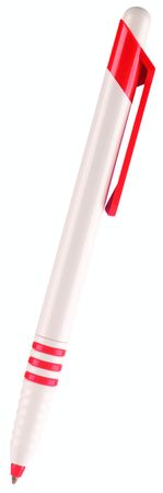 Decorative gray with red ball-point pen isolated on whiteの写真素材