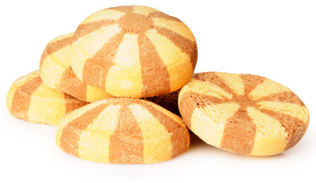 Brown with yellow shortcake heap over white background