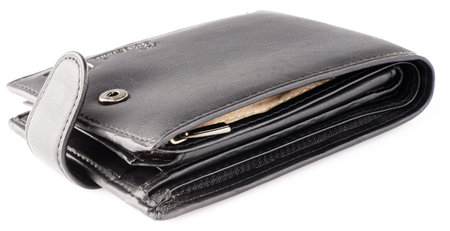 Black leather wallet over the white background