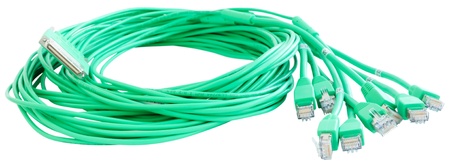 Green multi jack data cable isolated on the whiteの写真素材