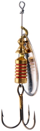 Fishing bait with triple hook isolated on whiteの写真素材