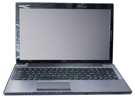 Notebook front view, isolated on the white backgtoundの写真素材