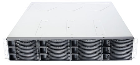 Rack mount disk storage system isolated on the white background