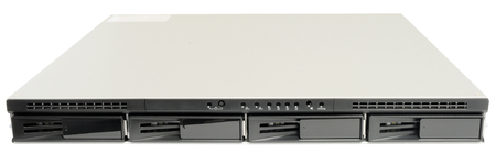 Network storage front view isolated on the white backgroundの写真素材