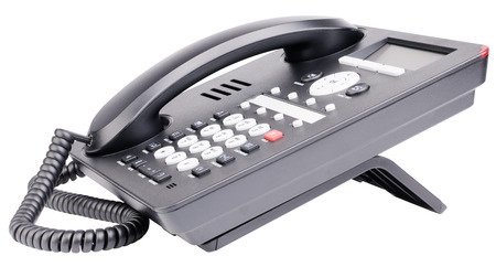 Office IP telephone set with LCD isolated on the white backgroundの写真素材