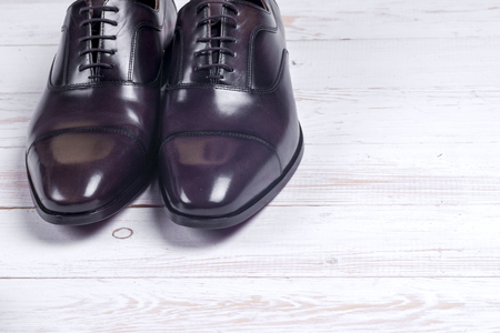 Male fashion with shoes on whiteの写真素材