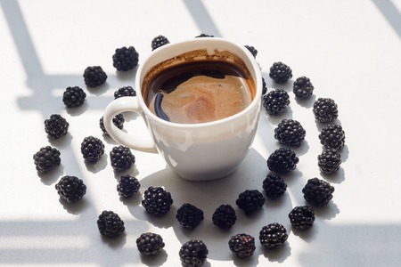 Various fresh summer berries on natural background.の写真素材