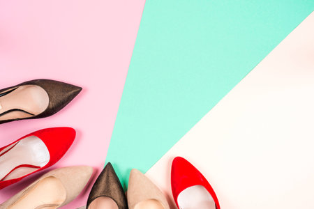 Fashion, female different shoes on high heelsの写真素材