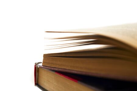 Open book, hardback books on bright colorful background.の写真素材