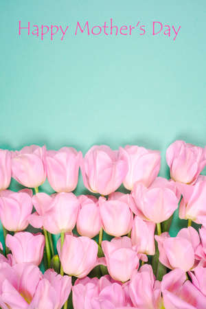 Beautiful bouquet of tulips for Mothers Day on the bright background.の写真素材