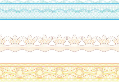 guilloche borders, vector pattern for currency, certificate or diplomasの写真素材