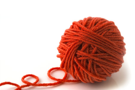 Ball of red threadsの写真素材