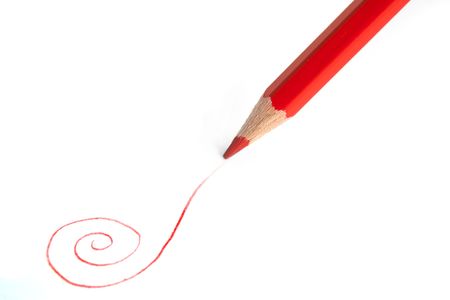 Red pencil isolated on white backgroundの写真素材