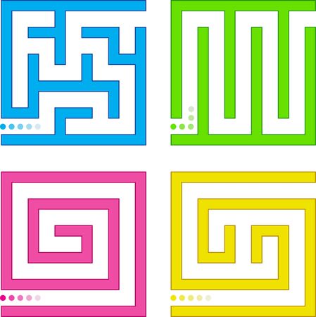 Set of small colored mazes.のイラスト素材
