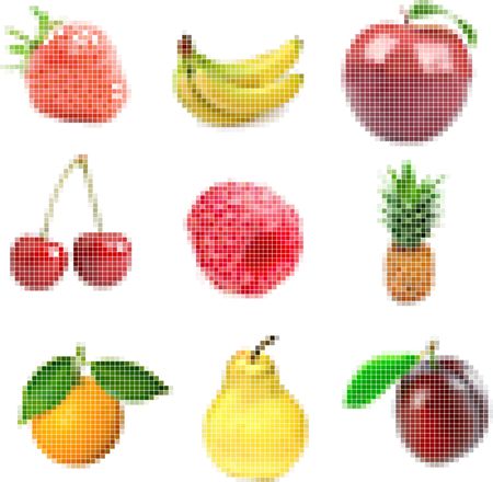 Collection of tiled fruitsのイラスト素材