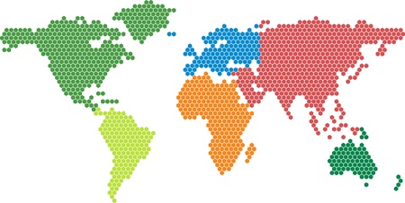 Vector world map with colored continentsのイラスト素材