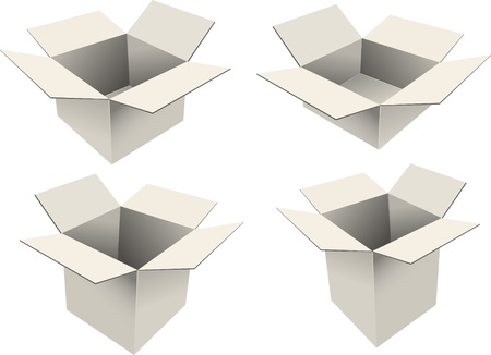 Set of four cardboard boxesのイラスト素材