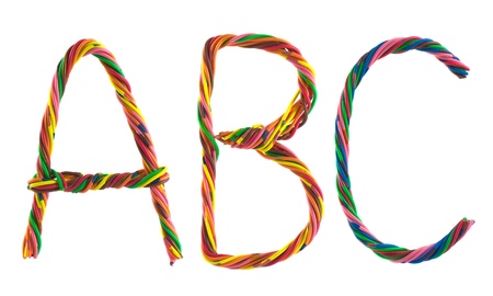 Wire letters isolated on white backgroundの写真素材