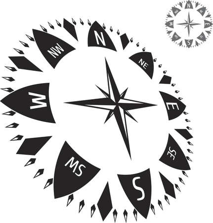 Black illustration of compassのイラスト素材