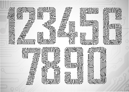 Set of Circuit board style lettersのイラスト素材