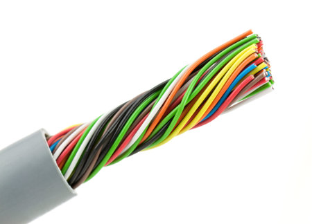 Bunch of different colors wires  Isolated  on white 