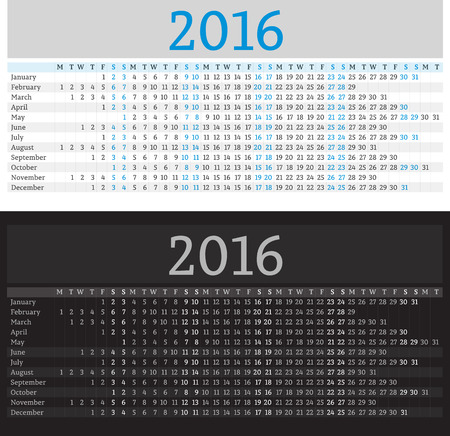 Calendar 2016 Vector Design Template.のイラスト素材