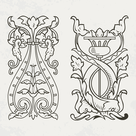 Floral style design elementsのイラスト素材