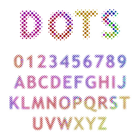 Set of dotted letters and numbersのイラスト素材