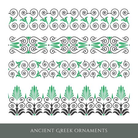 Set of decorative ancient greek seamless ornamental border のイラスト素材