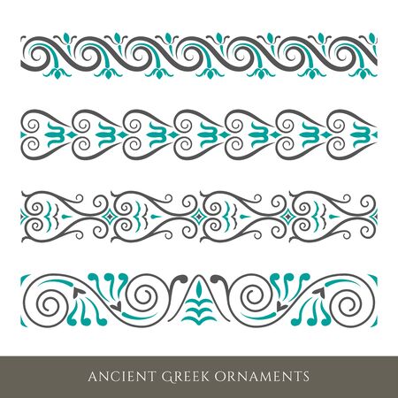 Set of decorative ancient greek seamless ornamental border のイラスト素材