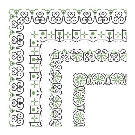 Set of decorative seamless ornamental border with cornerのイラスト素材