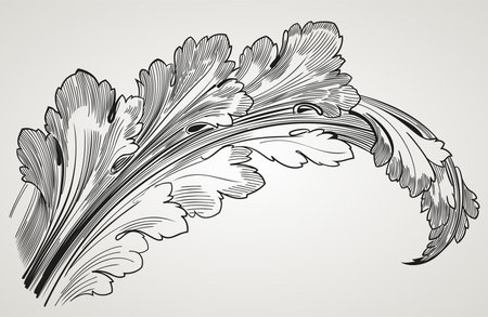 Vintage tattoo floral ornament, leaf engraved decorative black and white.のイラスト素材