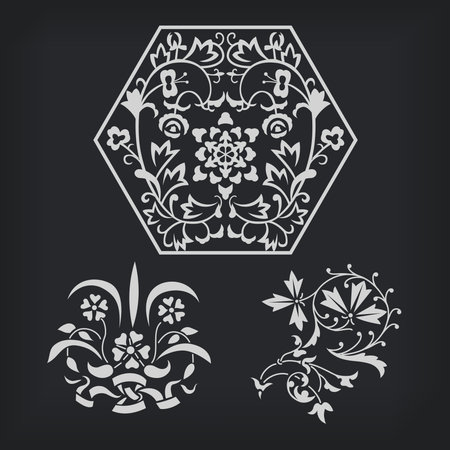 Vector floral ornamental design elements.のイラスト素材