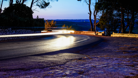 Night Streak On The Streets Of Athens, Greeceのeditorial素材