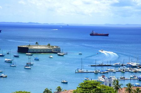 San Marcelo Fortress - Famous tourist point in Salvador - Bahia - Brazilの写真素材