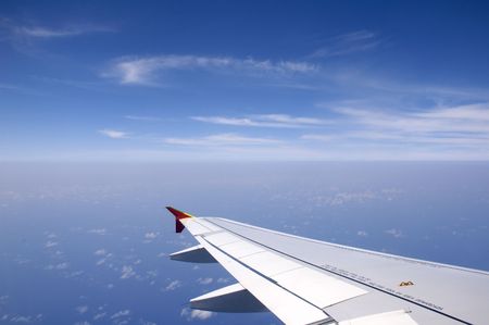 View from economic class... airplane windowの写真素材