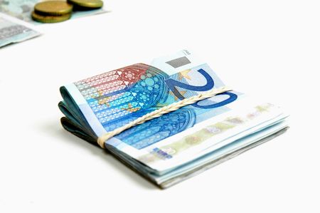 Three hundred euros in 20 notesの写真素材