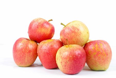 Fresh red apples over white background .の写真素材