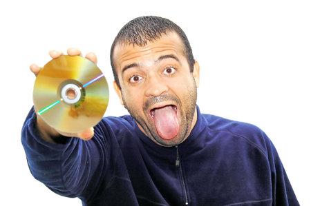 Man holding a DVD / CD