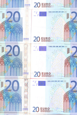 Europe twenty currency background . Euro.