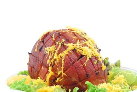 Roasted Tender Meal decorated, on white .の写真素材