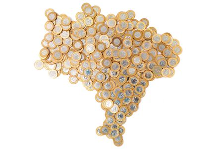 Brazilian Border making with Real coins .の写真素材