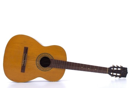 Classical Wood Guitar on white background .の写真素材
