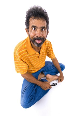 Crazy Senior showing his tongue .の写真素材