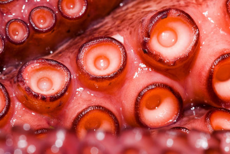 Sea Fruits background - Raw Octopus  .