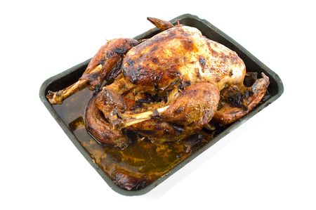 Delicious Roast Turkey on white background .の写真素材