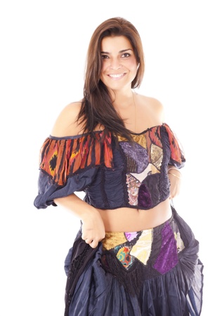 Studio shot of beautiful brunette woman .の写真素材