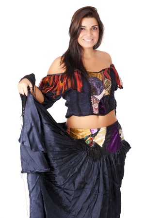 Studio shot of beautiful brunette woman .の写真素材