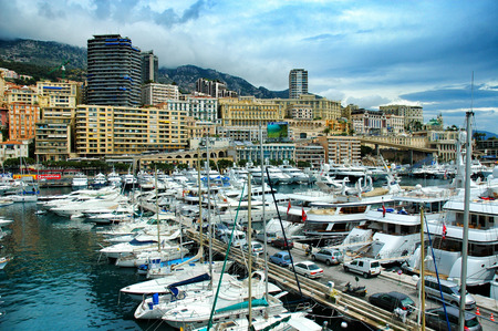 Principality of Monaco mediterranean sea  near Franceのeditorial素材